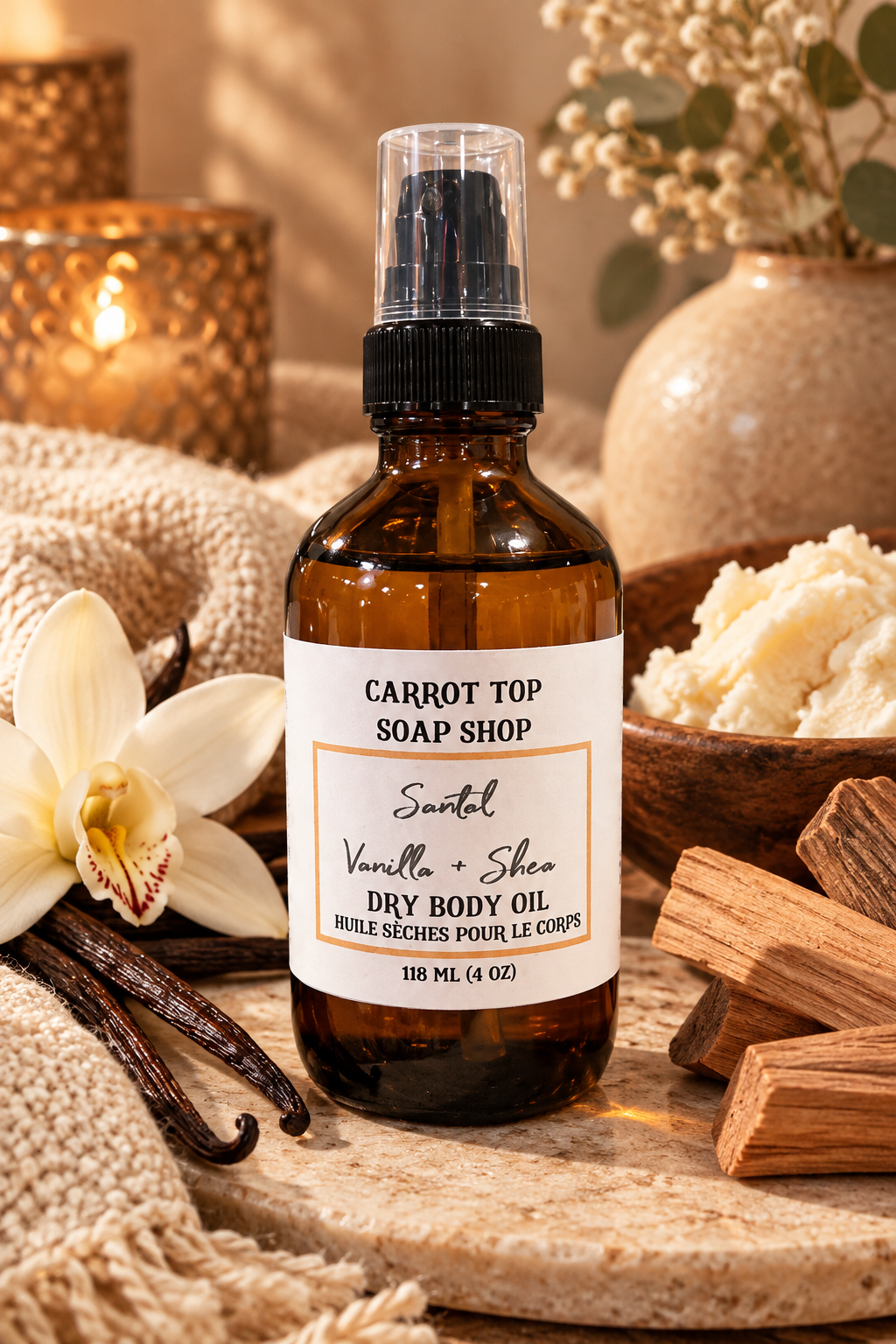 Santal Vanilla + Shea Dry Body Oil - 4oz