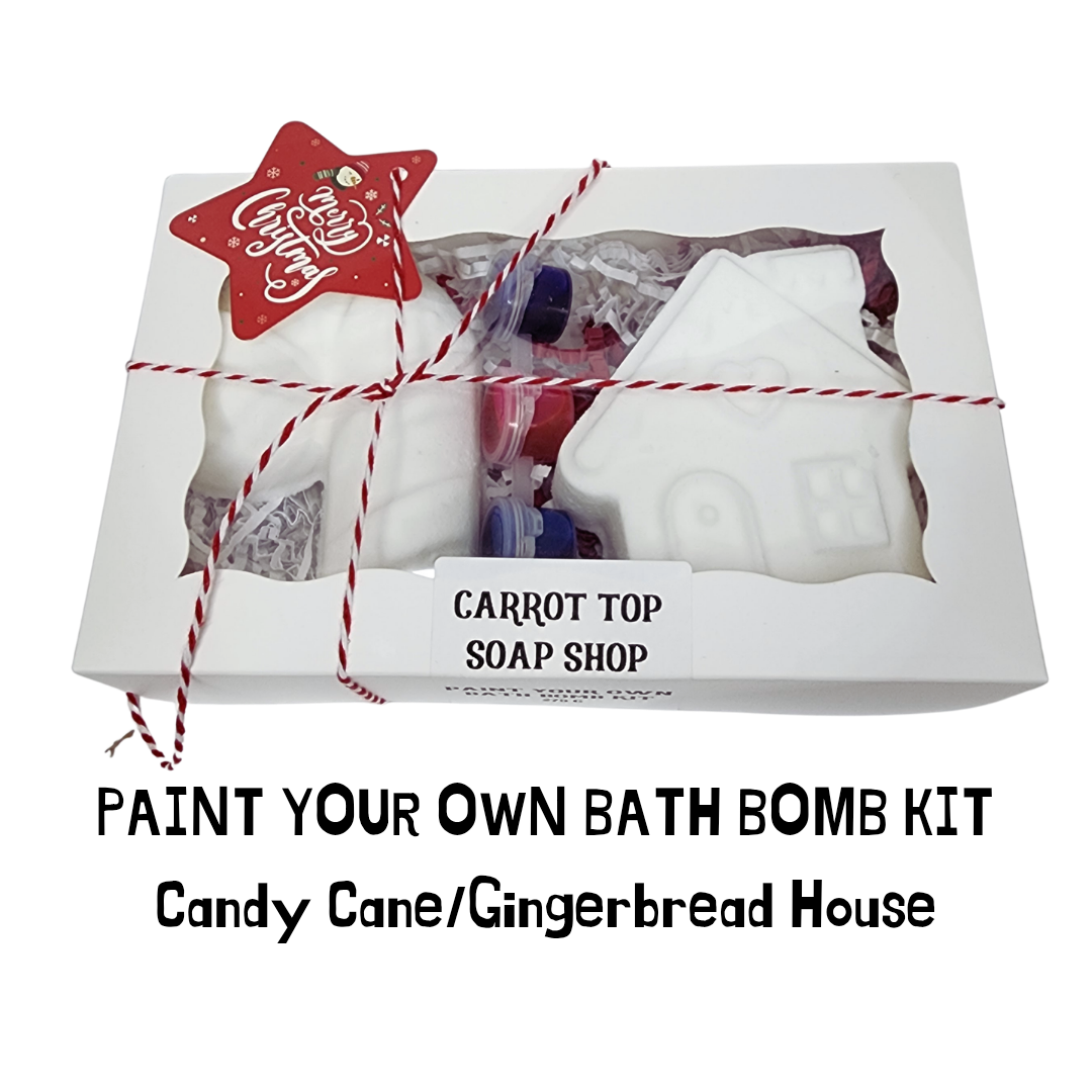 Paint Your Own Bath Bomb Kit - Gingerbread House/Candy Cane