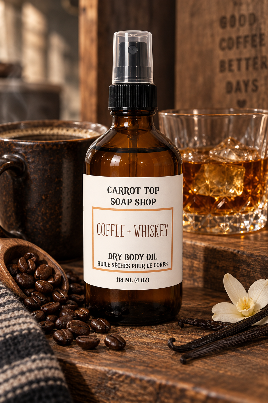 Coffee + Whiskey Dry Body Oil - 4oz